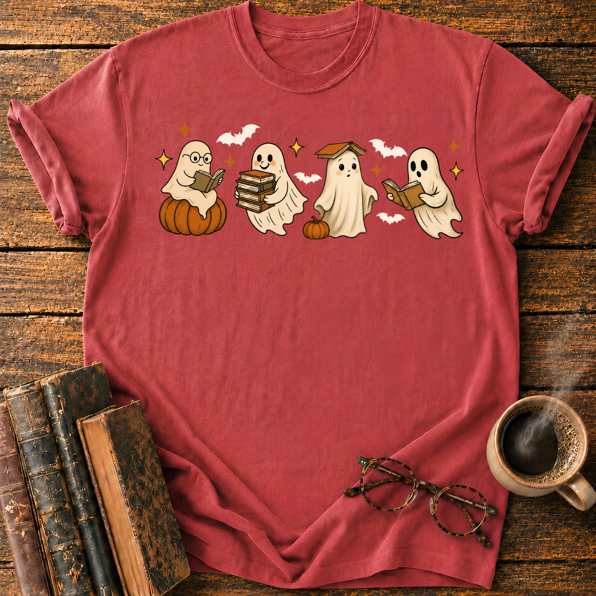 Ghosts Reading Books T-Shirt