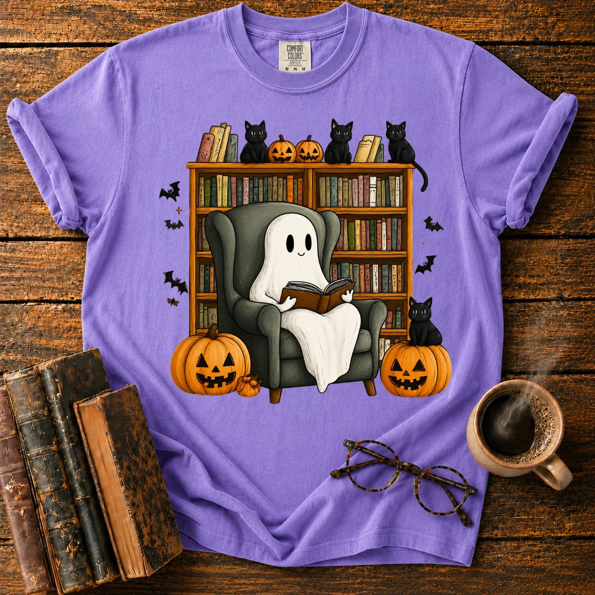 Reading Ghost Library Halloween T-Shirt