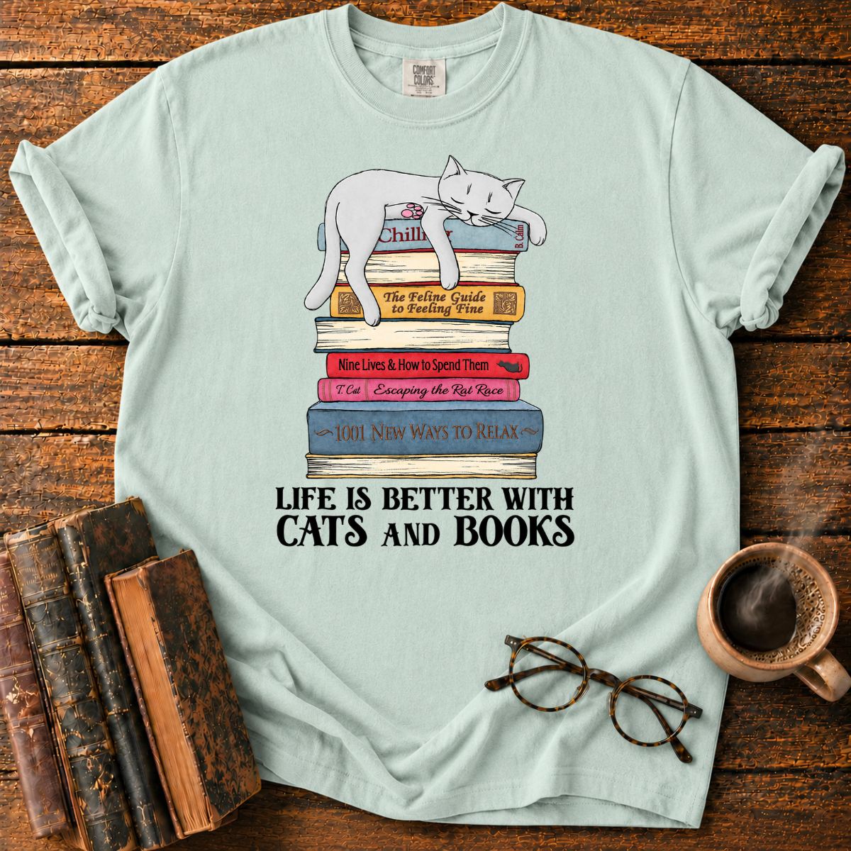 Life Is Better With Cats And Books T-Shirt