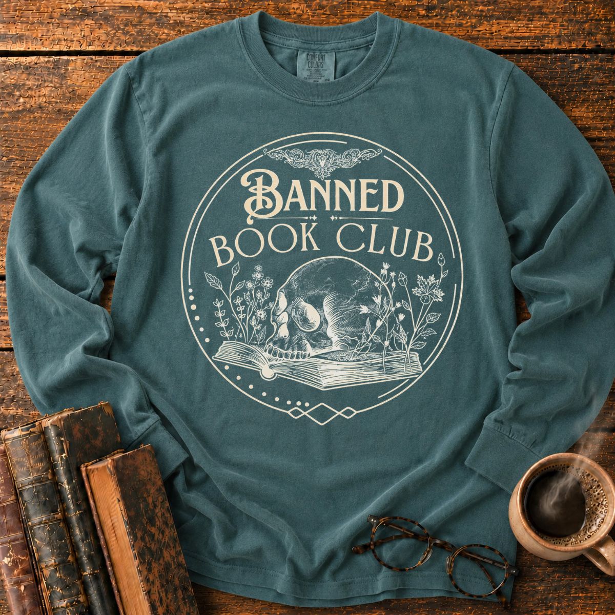 Banned Book Club Skull Emblem LS T-Shirt