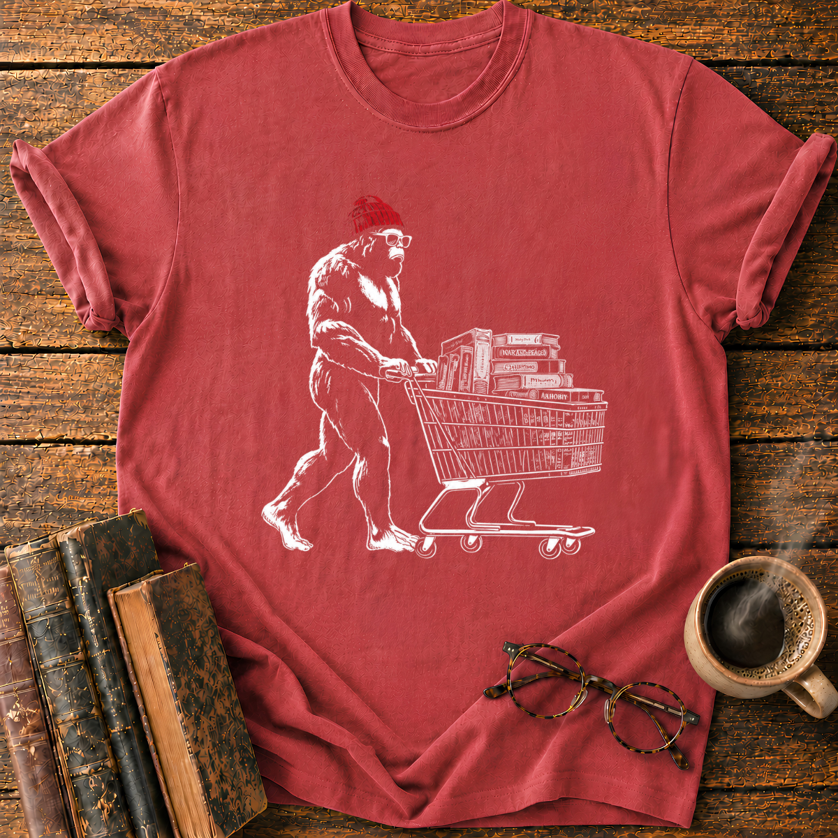 Bigfoot Book Cart T-Shirt