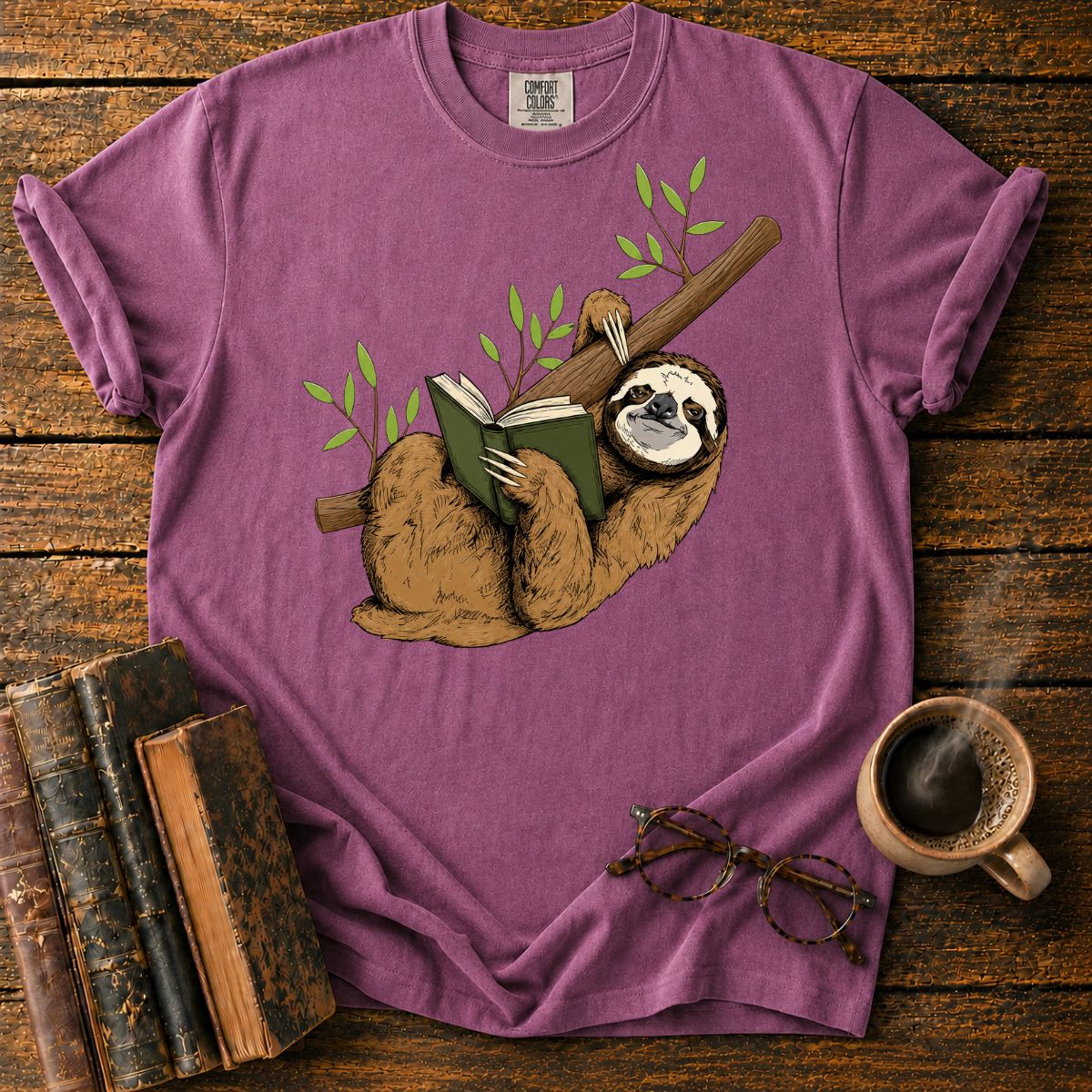 Sloth Reading on a Branch T-Shirt
