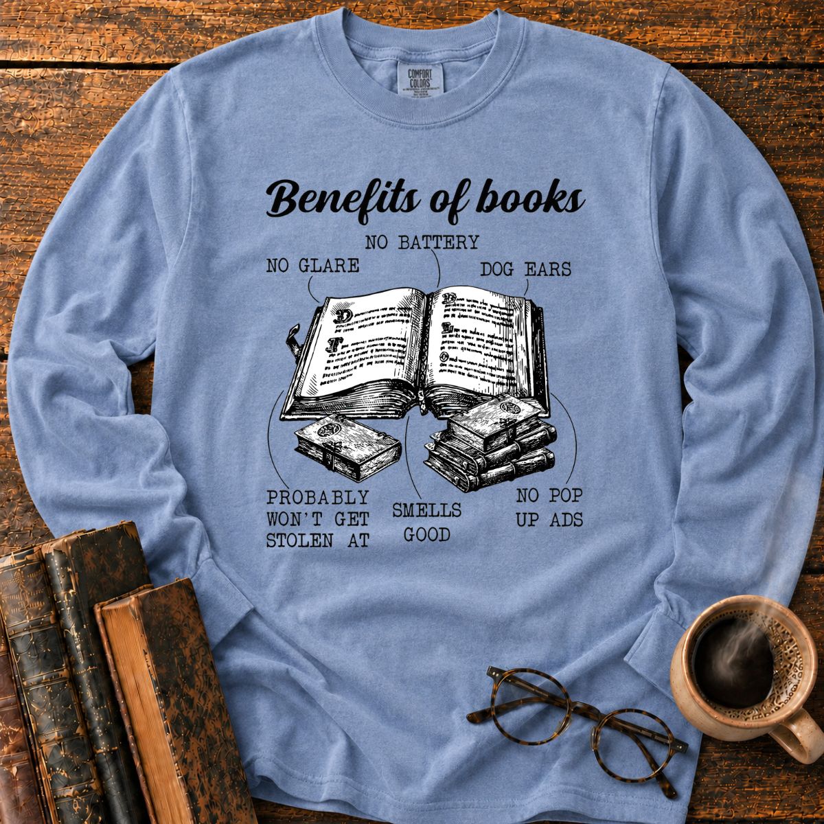 Funny Benefits Of Books Diagram LS T-Shirt