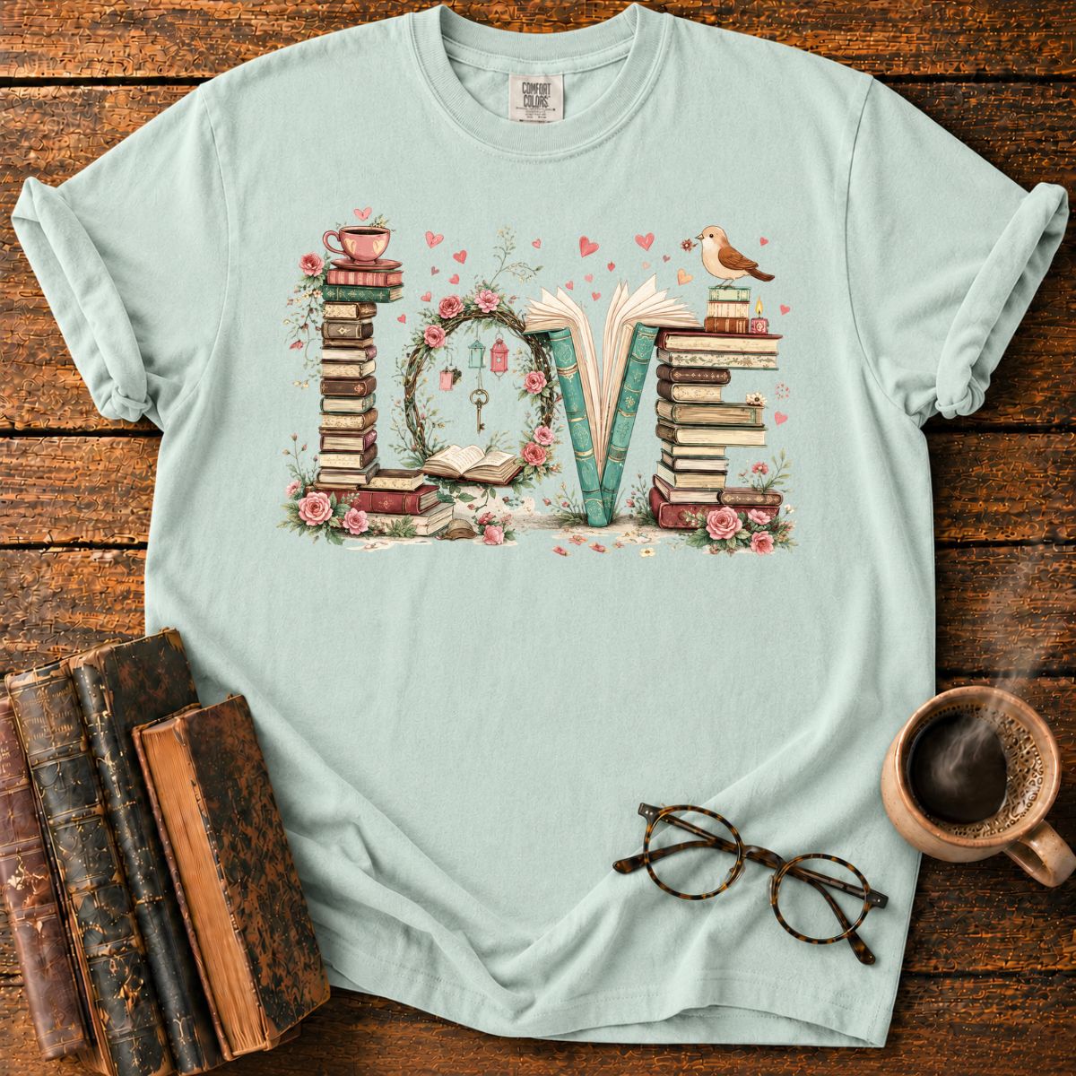 Floral Bookish LOVE Arrangement T-Shirt