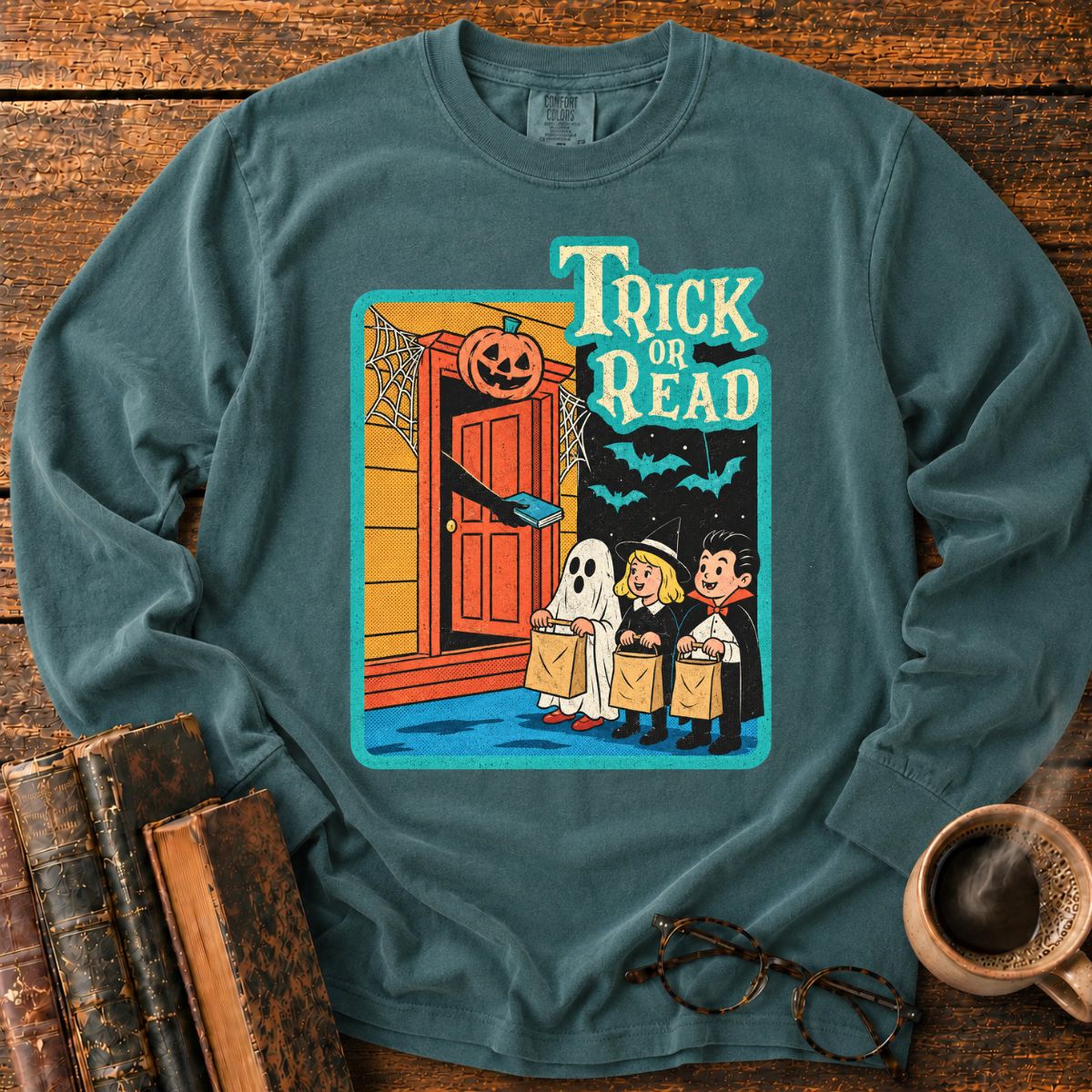 Retro Trick Or Read Halloween LS T-Shirt