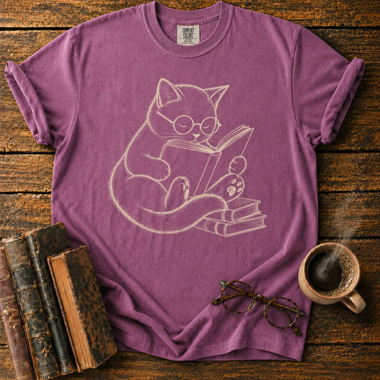 Cat Reading Book T-Shirt