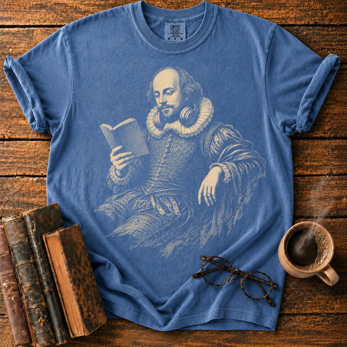 Shakespeare Reading With Headphones T-Shirt