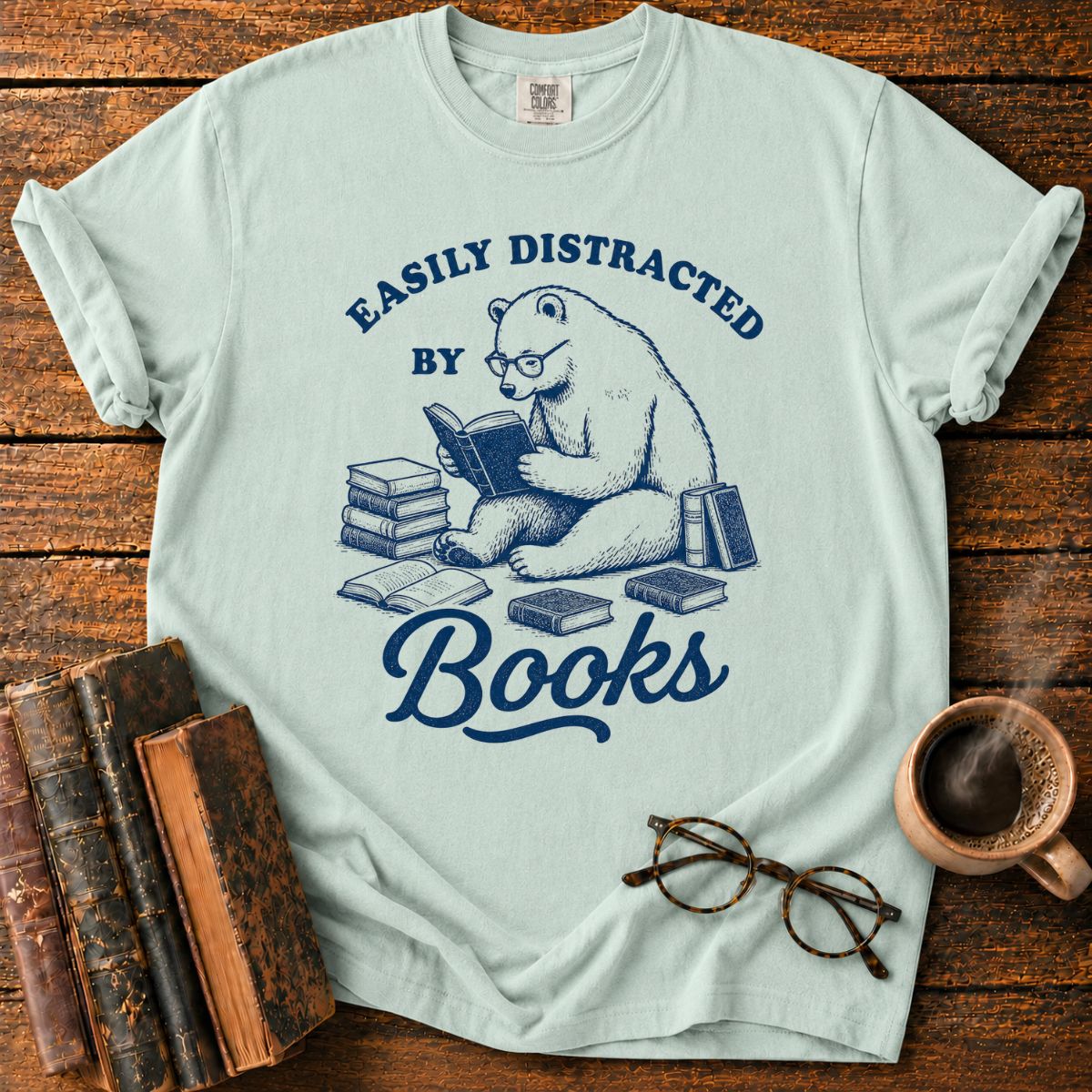 Easily Distracted by Books Bear T-Shirt