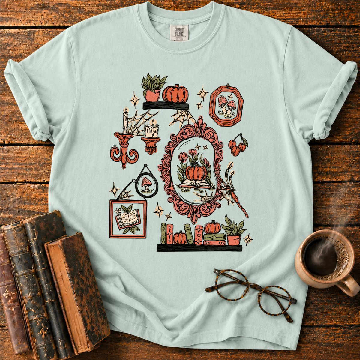 Witchy Garden Library Collage T-Shirt