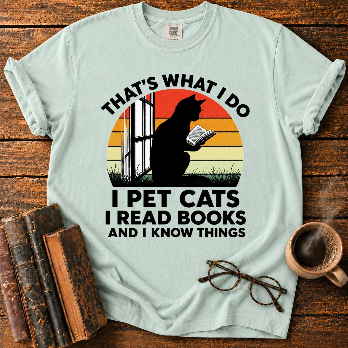 I Pet Cats I Read Books T-Shirt