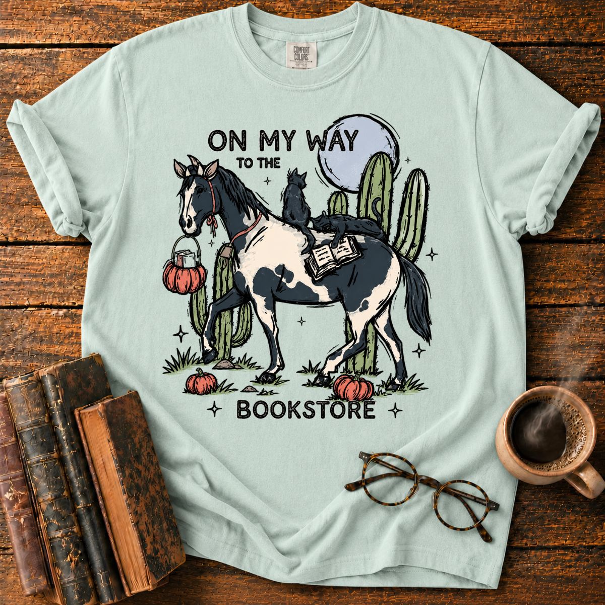 Horse/Cats To the Bookstore T-Shirt