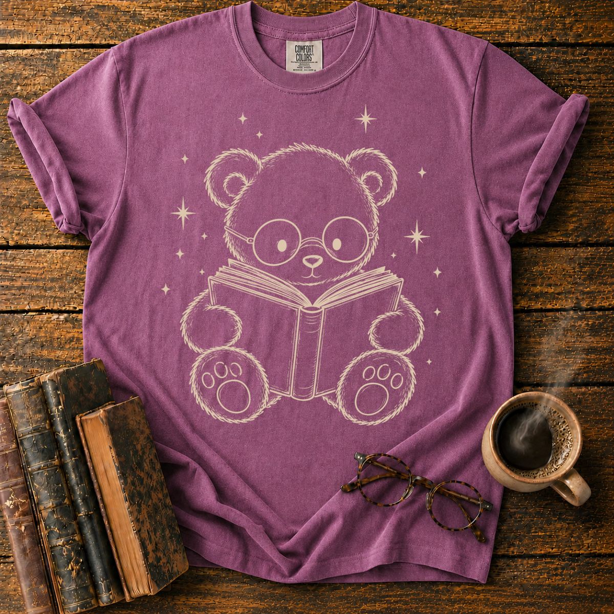 Teddy Bear Reading Under Stars T-Shirt