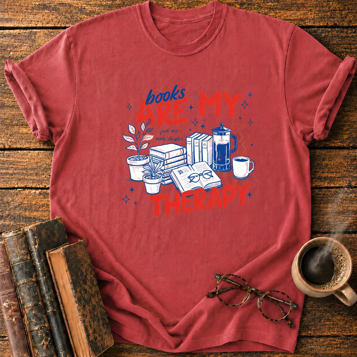 Books, Coffee and Therapy T-Shirt