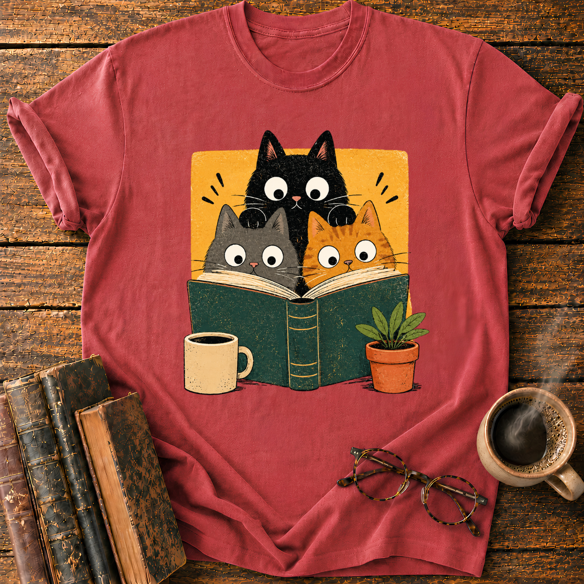 Curious Cats Reading Together T-Shirt