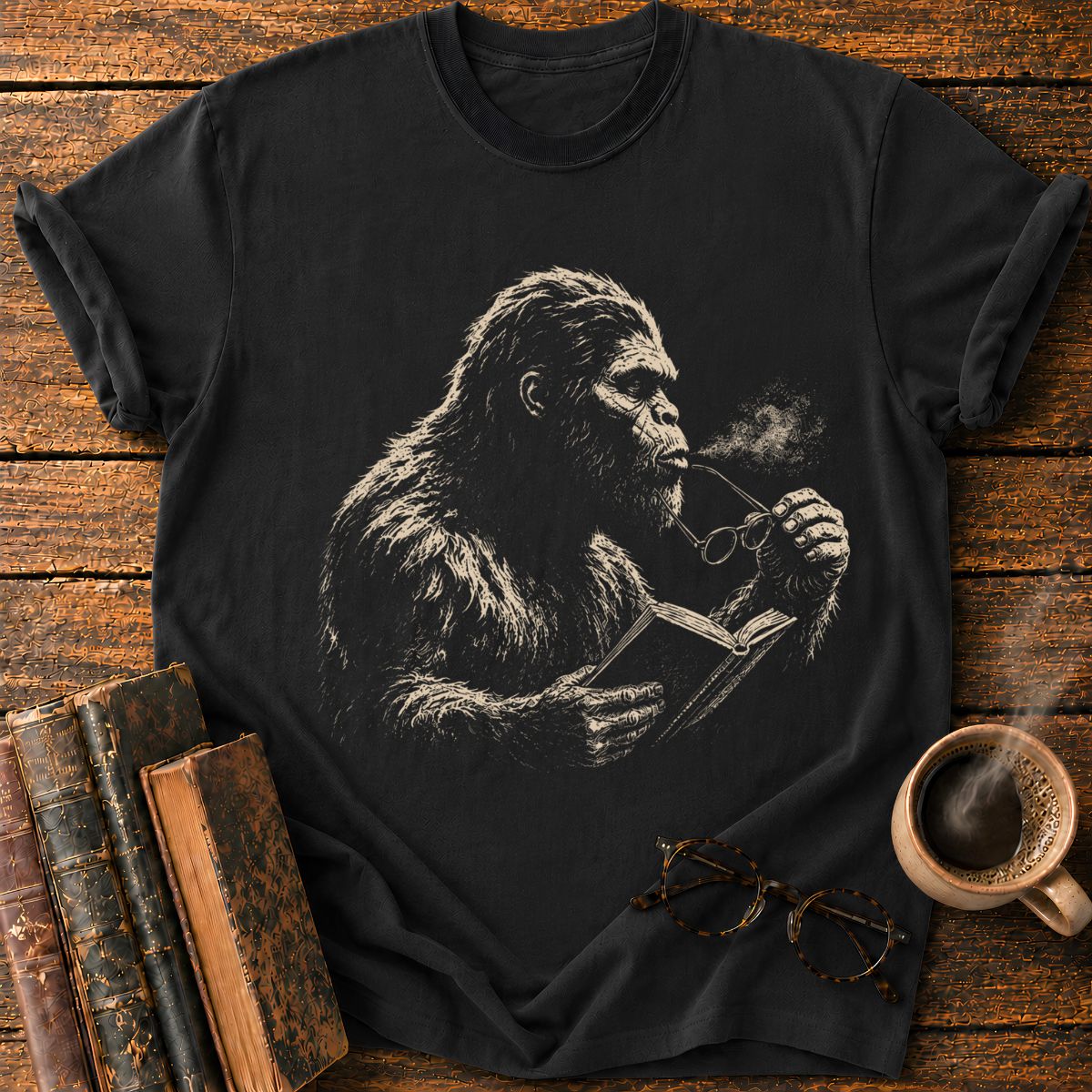Bigfoot with A Book T-Shirt