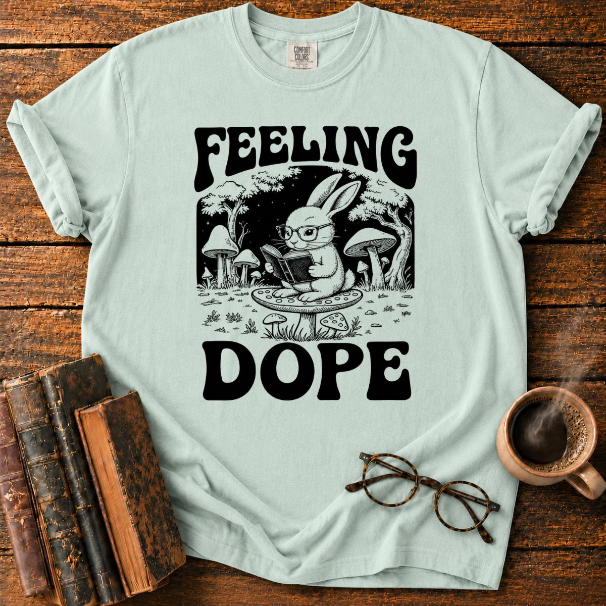 Feeling Dope_ Moonlit Rabbit Reader T-Shirt
