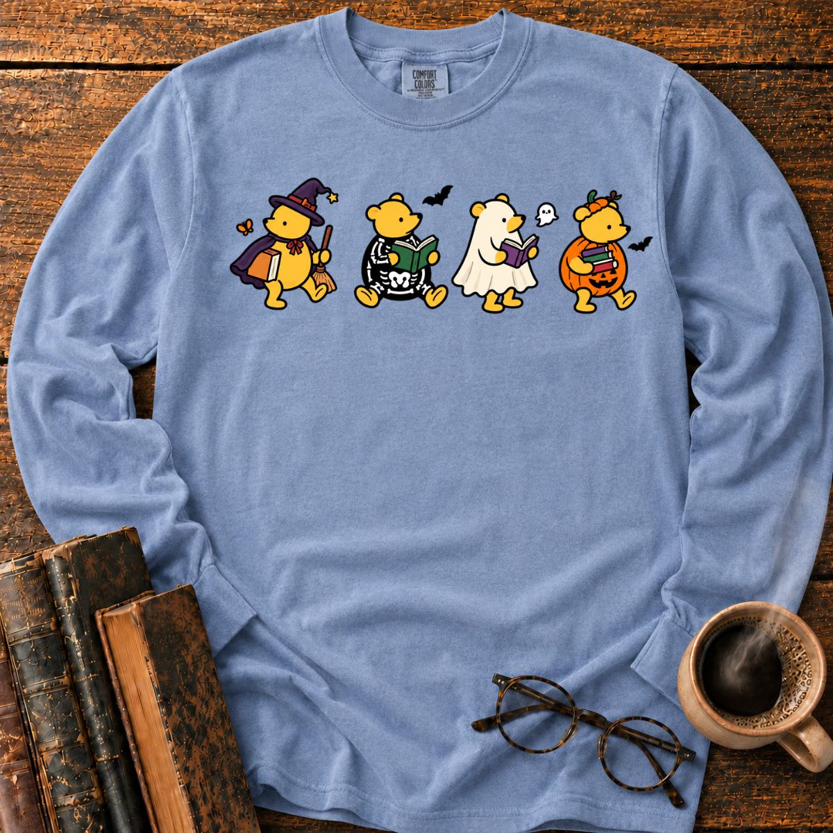 Halloween Bears Reading LS T-Shirt