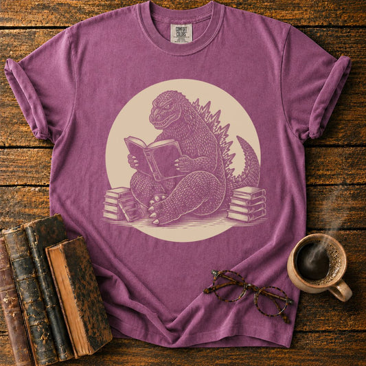 Godzilla Reading Among Books T-Shirt