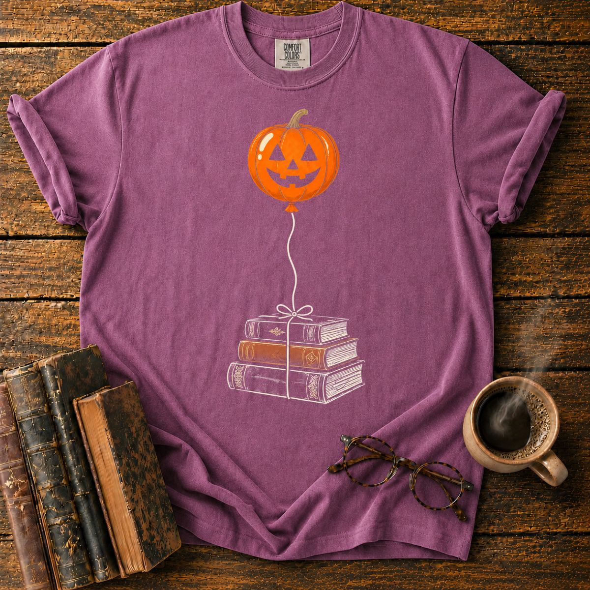 Balloon Over Vintage Books T-Shirt