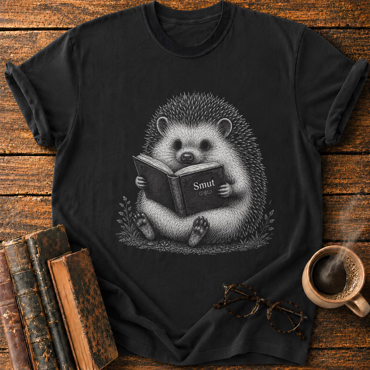 Hedgehog Reading A Book T-Shirt
