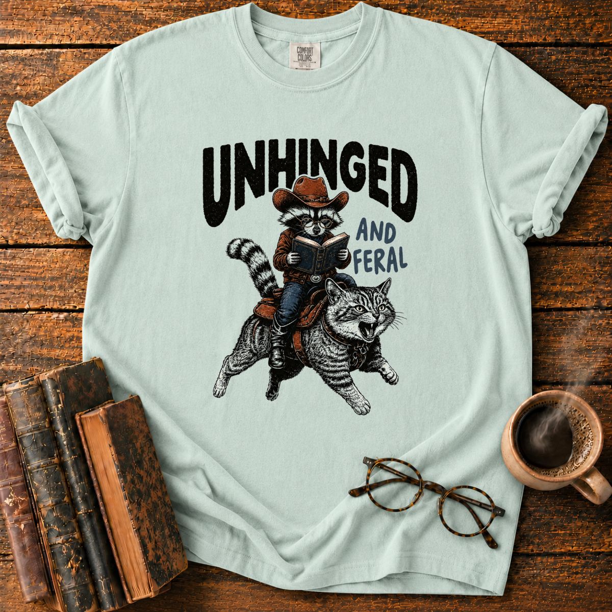 Unhinged Feral Raccoon Rider T-Shirt