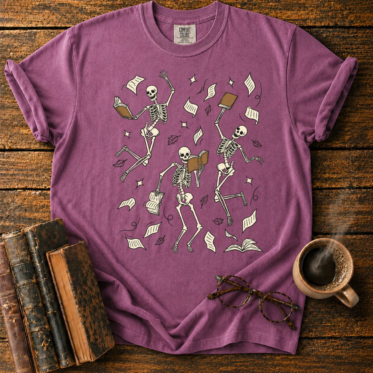 Dancing Skeletons Book Lover T-Shirt