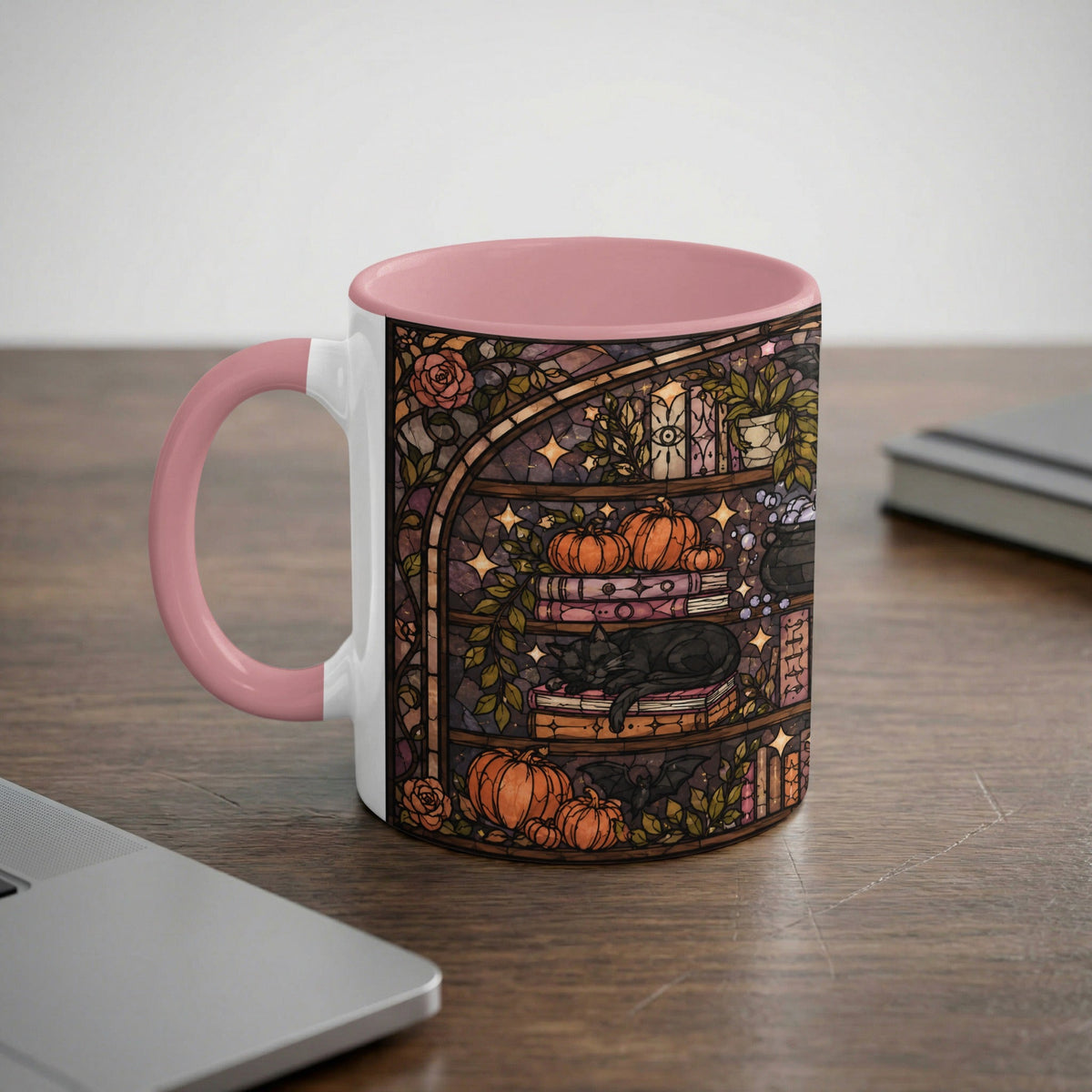 Enchanted Bookshelf Stained Glass Mug