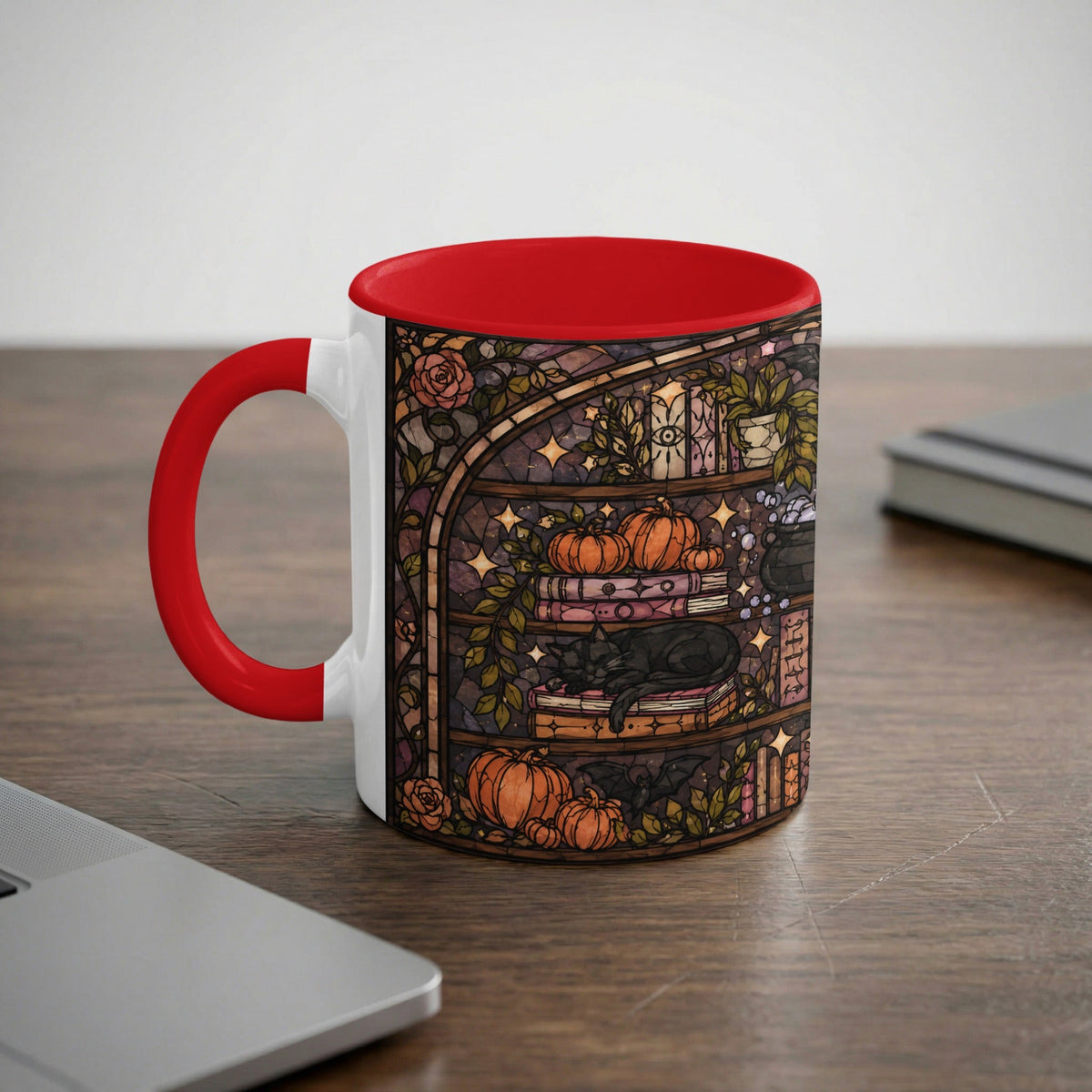 Enchanted Bookshelf Stained Glass Mug