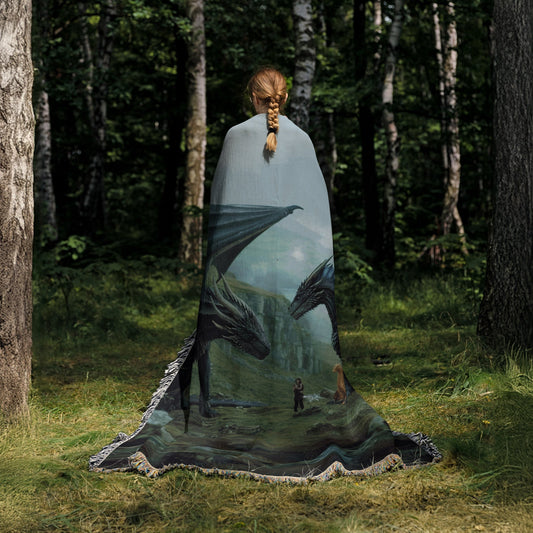 Fourth Wing Dragons Woven Throw Blanket