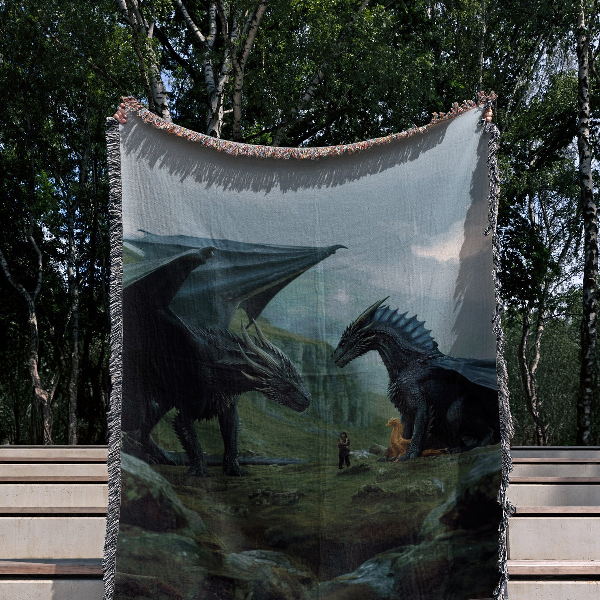 Fourth Wing Dragons Woven Throw Blanket