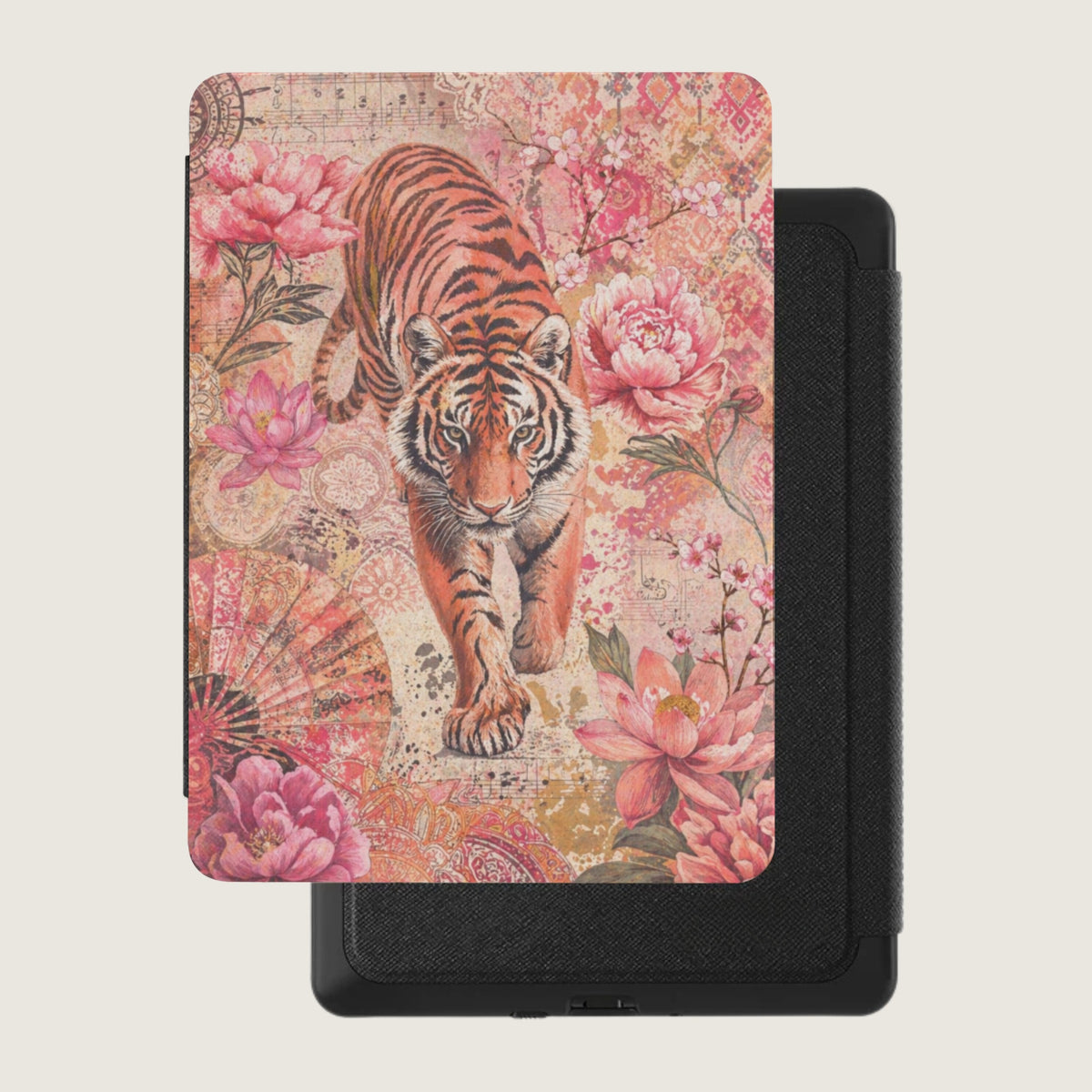 Pink Peony Tiger Kindle Case