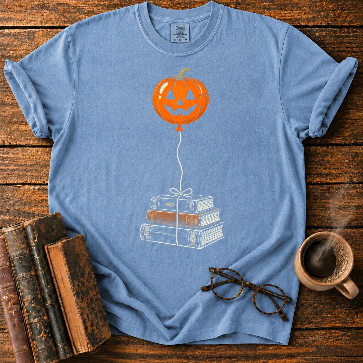 Balloon Over Vintage Books T-Shirt