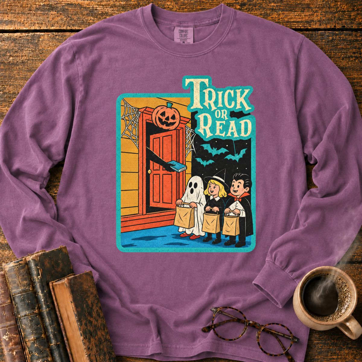 Retro Trick Or Read Halloween LS T-Shirt