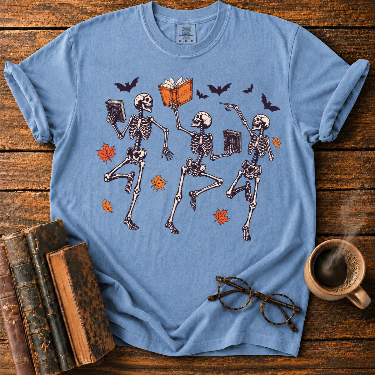 Dancing Skeletons with Haunted Books T-Shirt