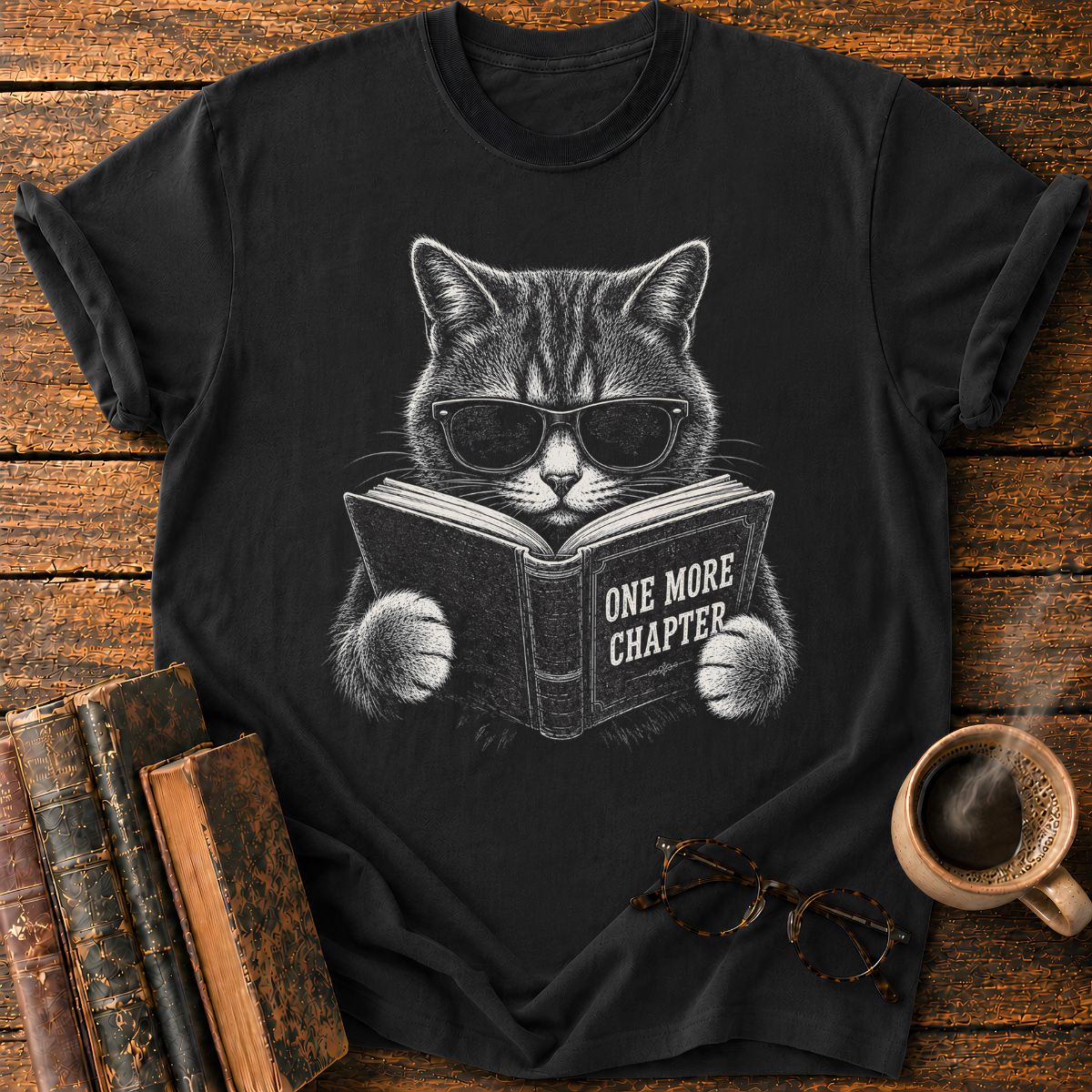 Cool Cat Reading One More Chapter T-Shirt