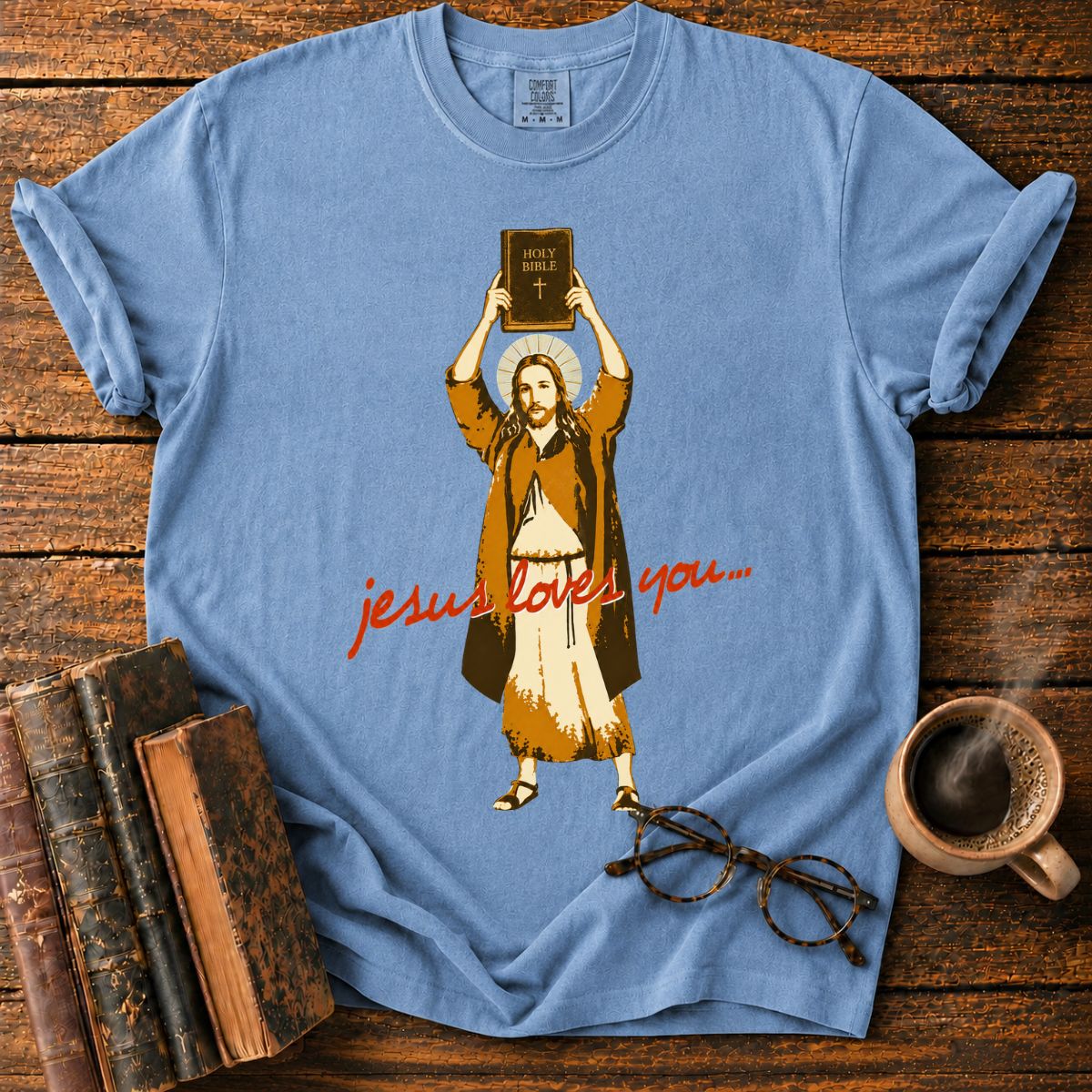 Jesus with Holy Bible T-Shirt