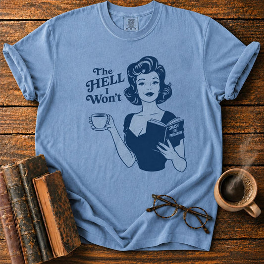 Vintage Housewife with a Revolutionary Book T-Shirt