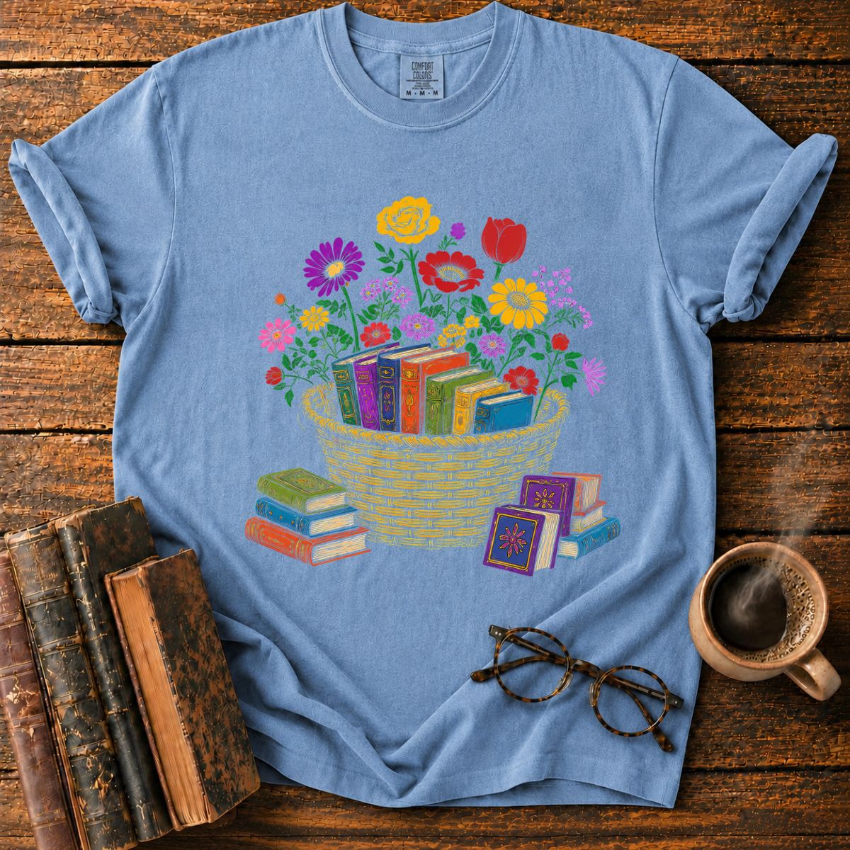 Blooming Basket of Books T-Shirt