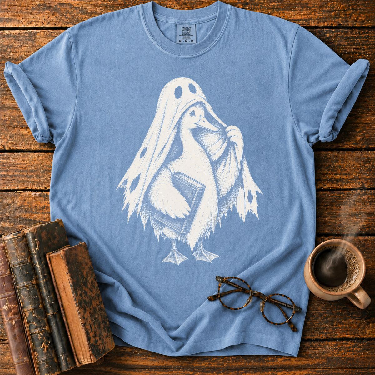Ghostly Goose with a Book T-Shirt