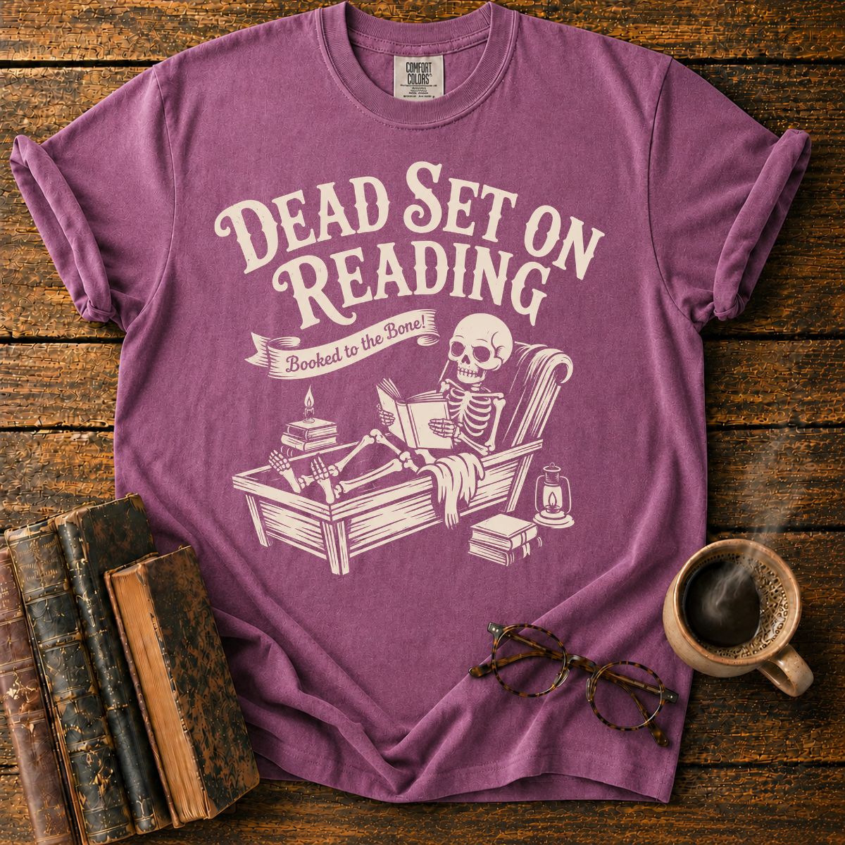 Dead Set On Reading Skeleton T-Shirt