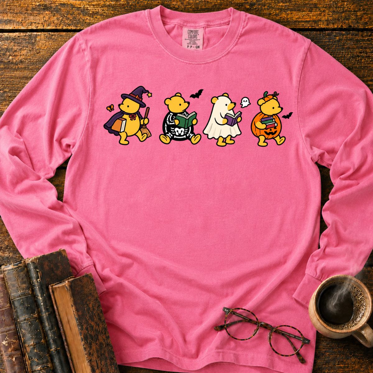 Halloween Bears Reading LS T-Shirt