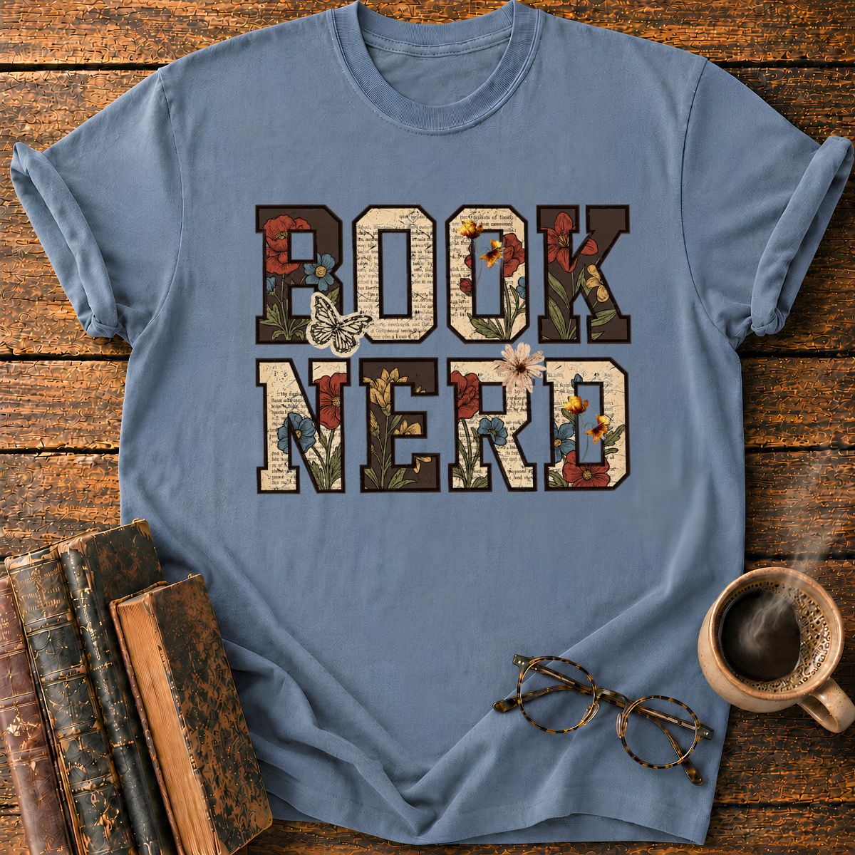 Book Nerd Typography T-Shirt