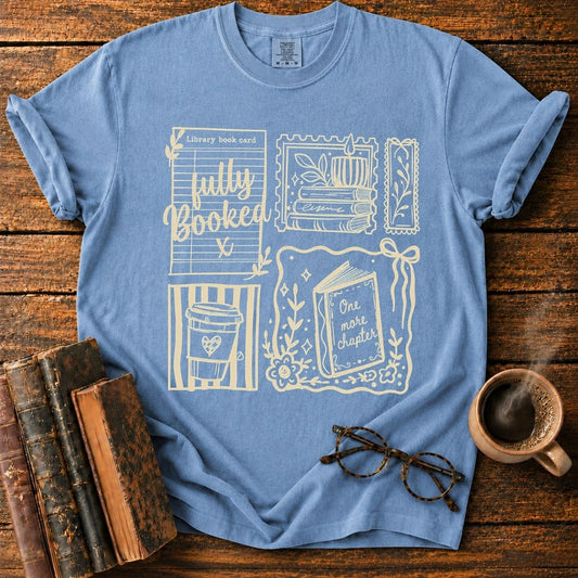 Cozy Bookish Sticker Collage T-Shirt