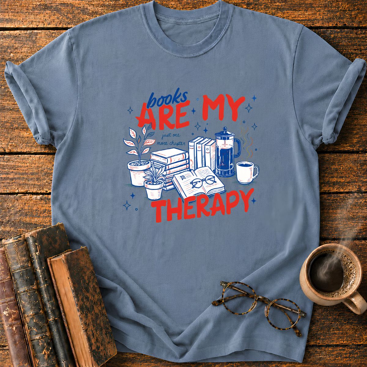 Books, Coffee and Therapy T-Shirt