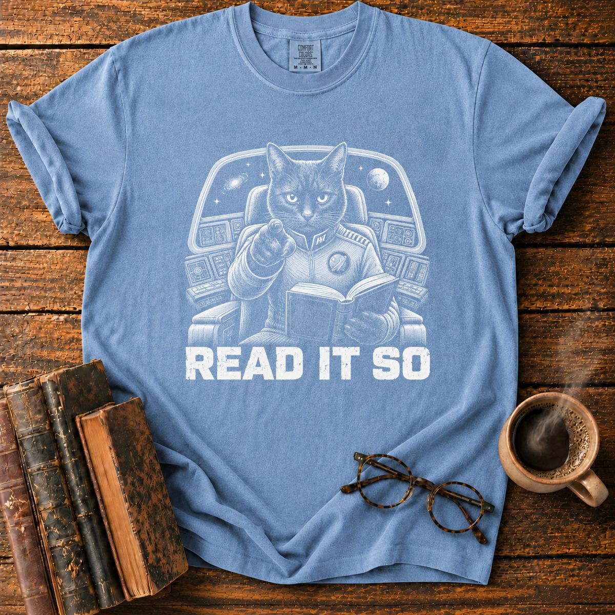Commanding Cat in Space Cockpit T-Shirt