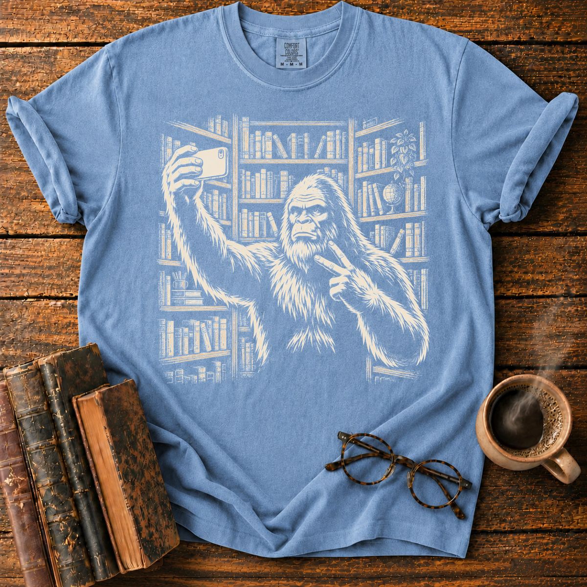 Bigfoot’s Vintage Library Selfie T-Shirt