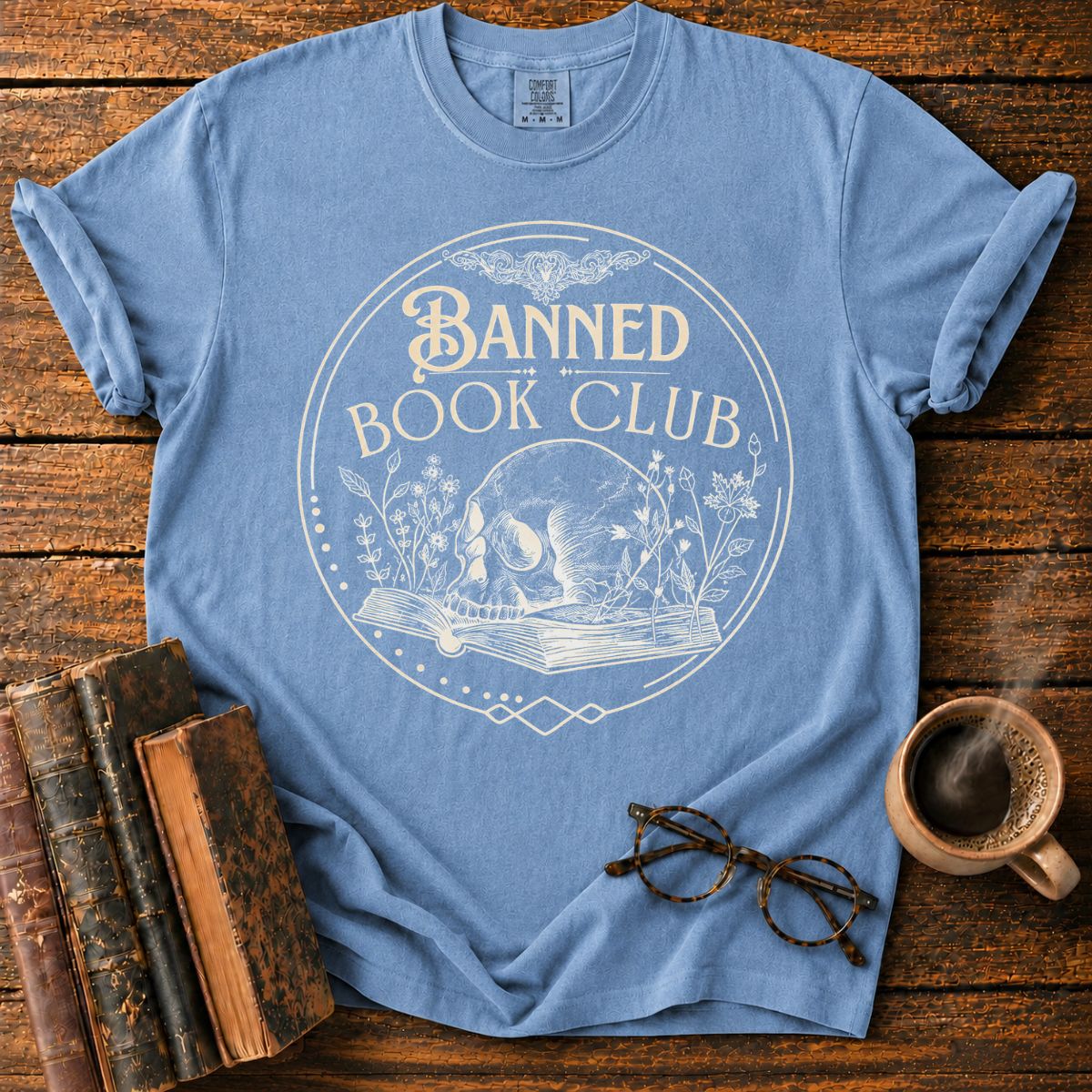 Banned Book Club Skull Emblem T-Shirt