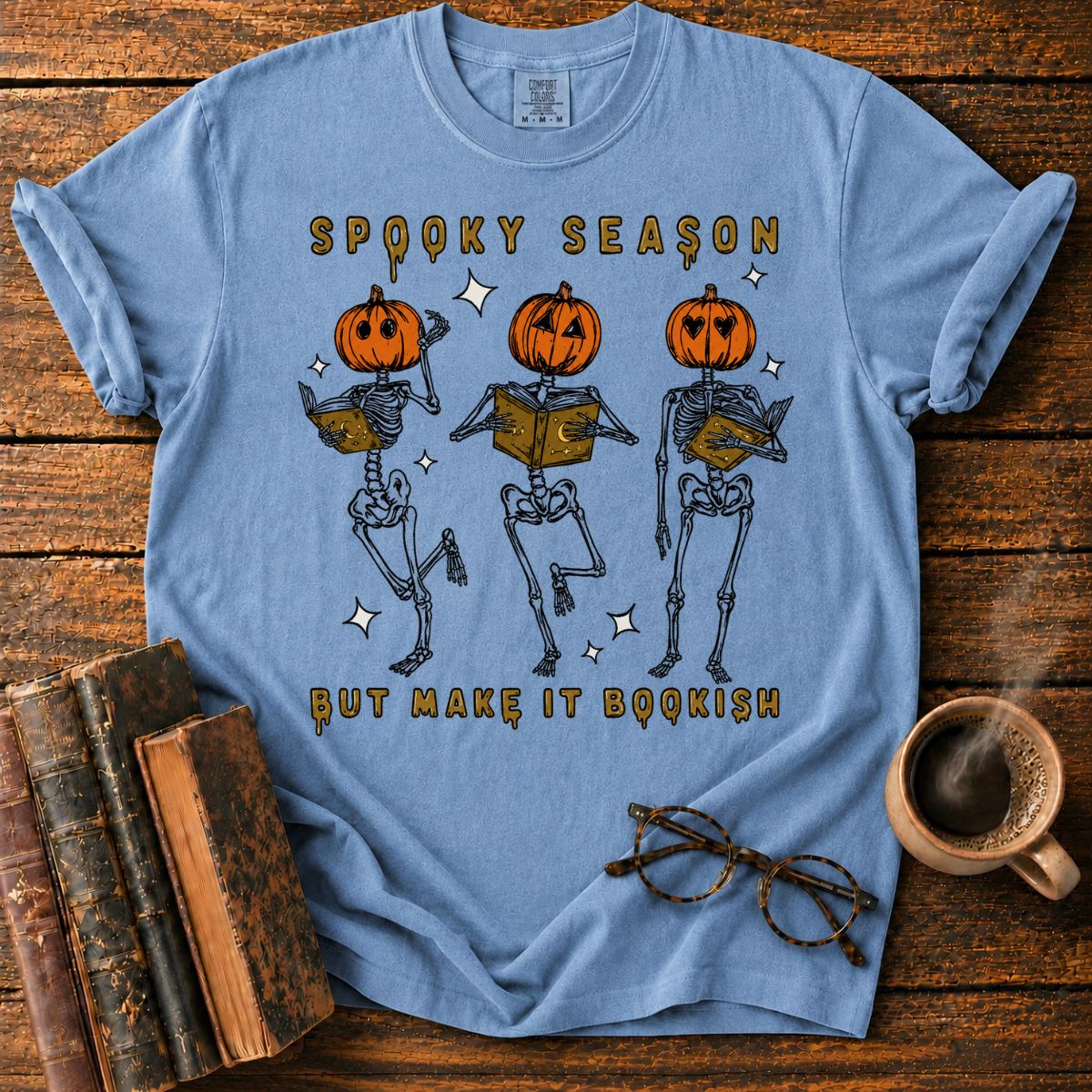 Spooky Season Bookish Skeleton Dance T-Shirt