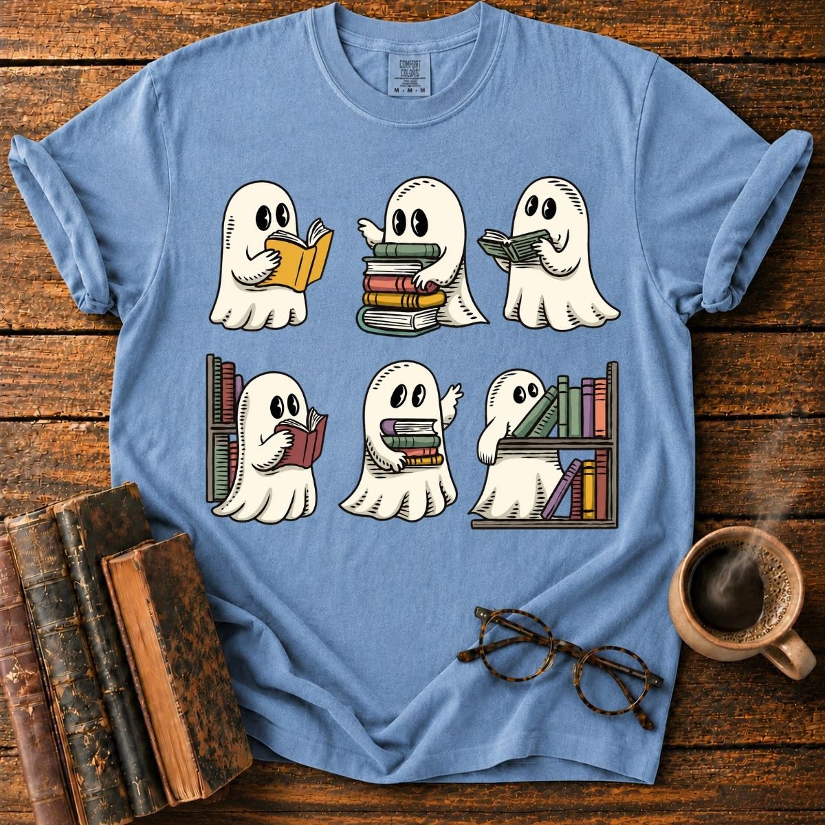 Cute Ghost Library Sticker Set T-Shirt