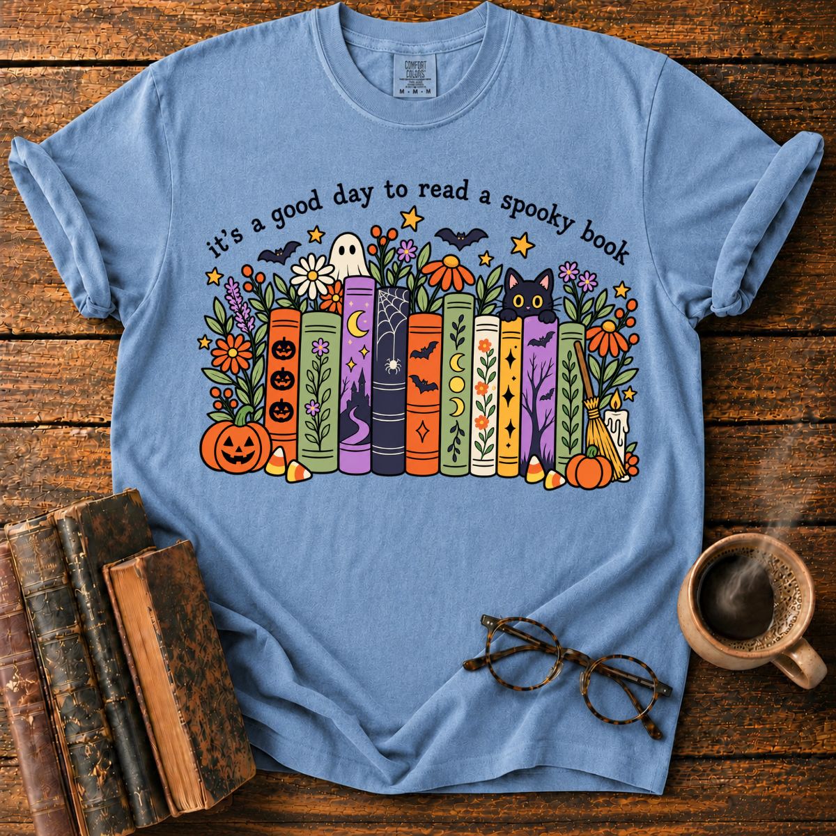 A Cozy Day to Read Spooky Books T-Shirt